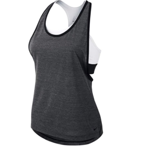 NWOT Nike Dri-Fit Grey Exercise Top w Built in Bra - Picture 1 of 4
